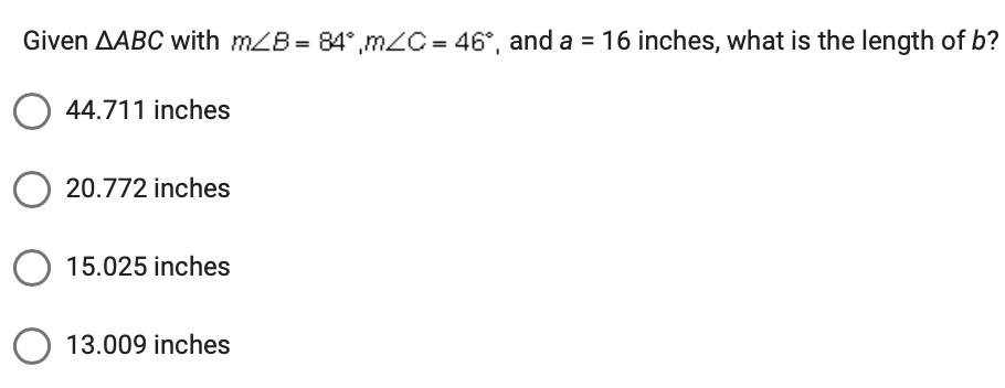 O OE 025 2:1 Given AABC with mas = 34,m40 = 45,