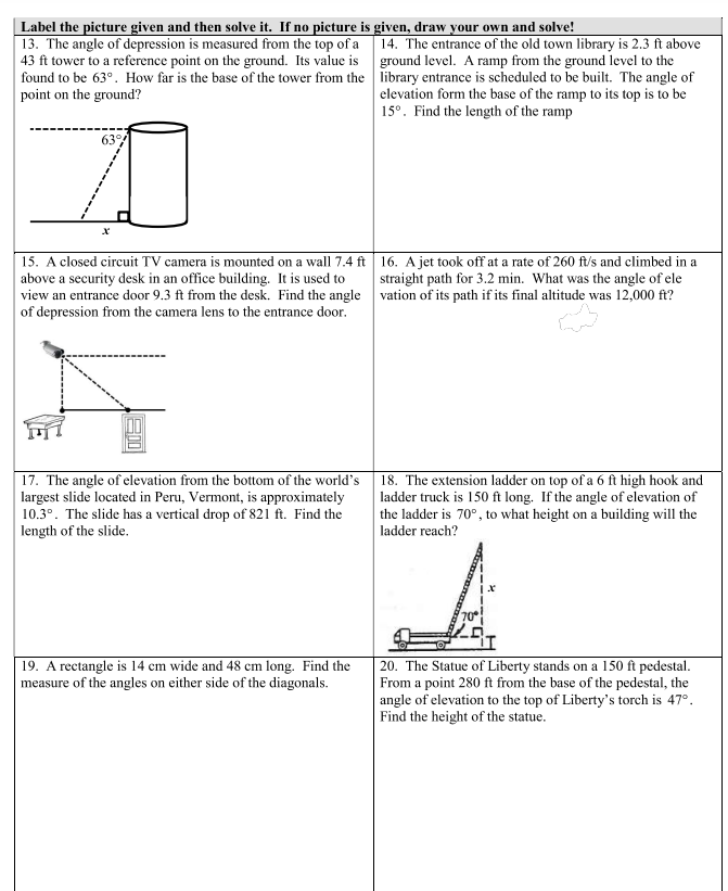 PRACTICE Find the value of the trig functions indicated. 1 2. 3.