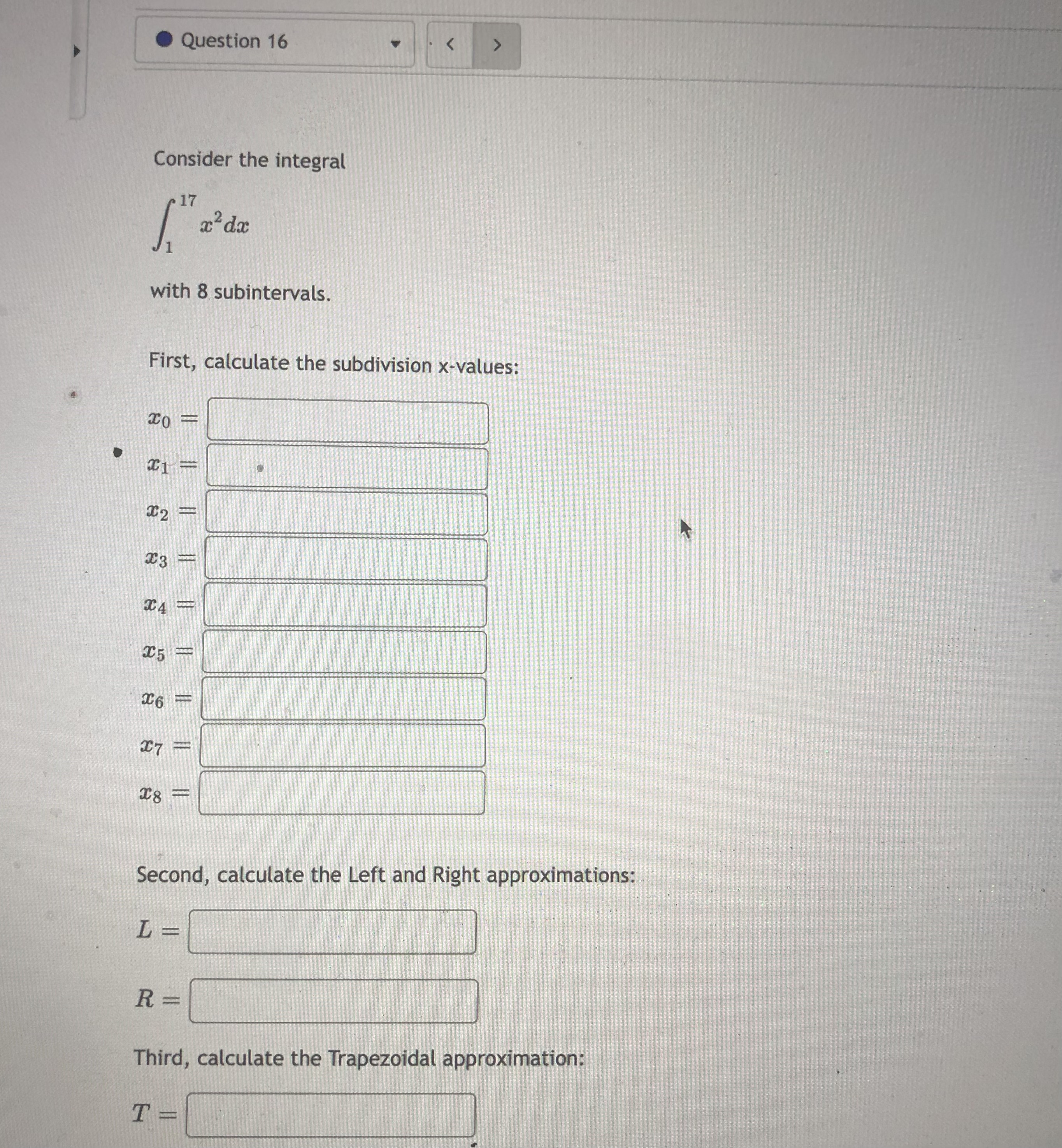 x2da . using the trapezoidal rule with three subdivisions. Draw a graph
