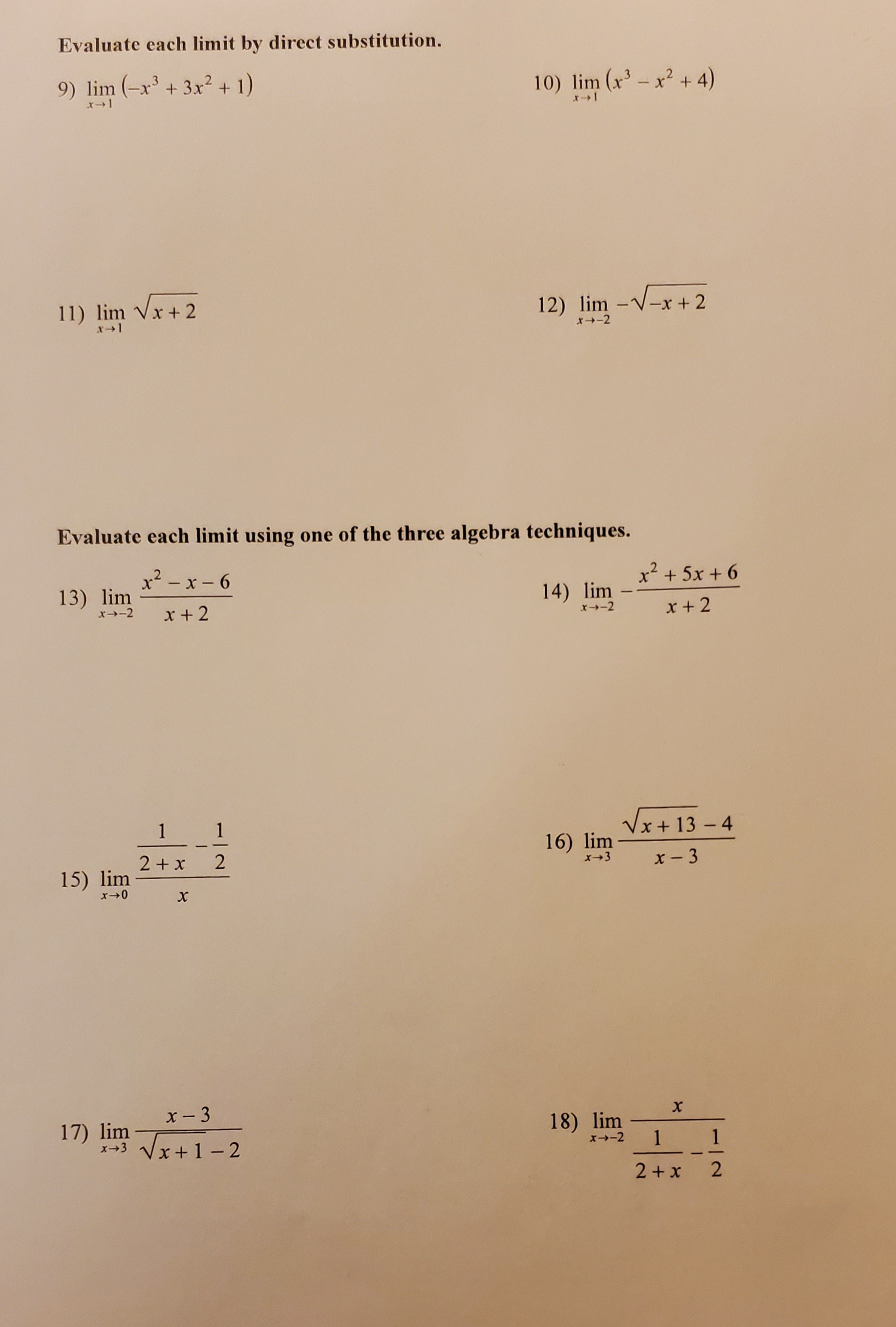 f(x), f (x) = -2x - 4, x5-3 8) lim x- 2