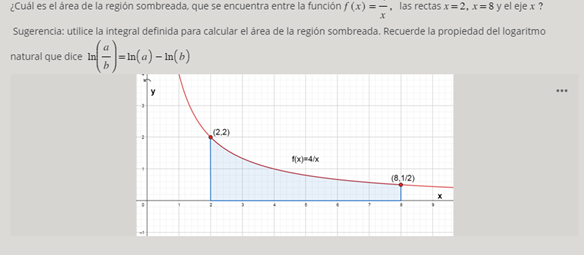 el area de la region Sombreada, encuentra entre la funciOn (x) L