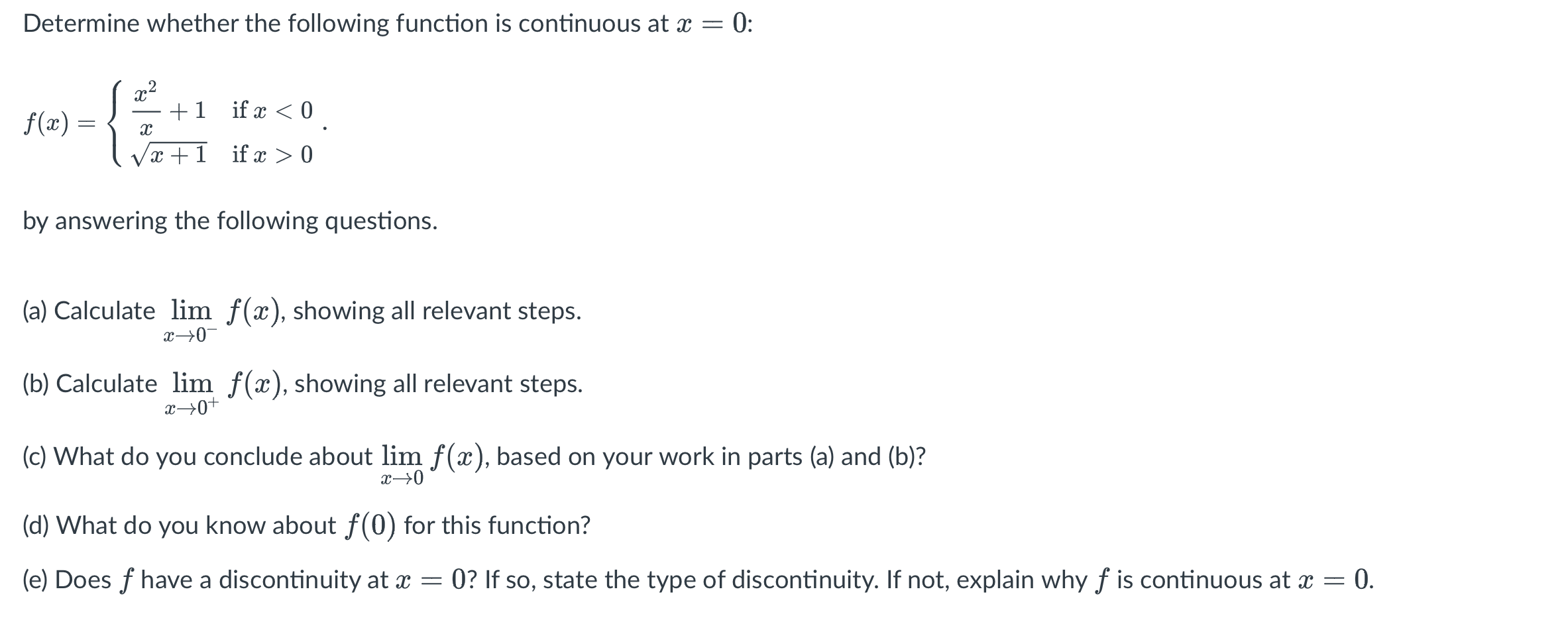  Determine whether the following function is continuous at m = 0: