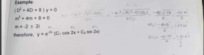 m = -2+ 2 therefore, ye"(C, cos 2x + C, sin 2x)