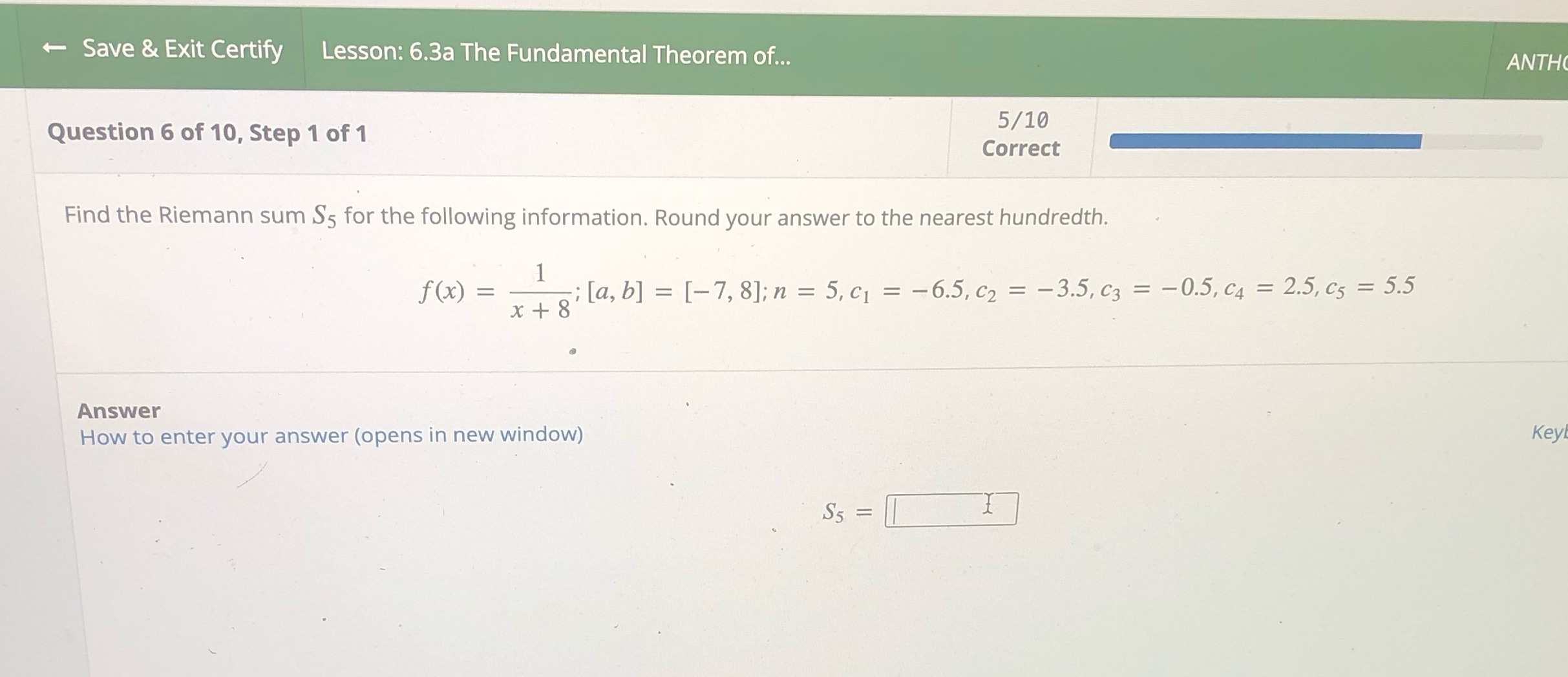  ' Save & Exit Certify Lesson: 6.3a The Fundamental Theorem of...