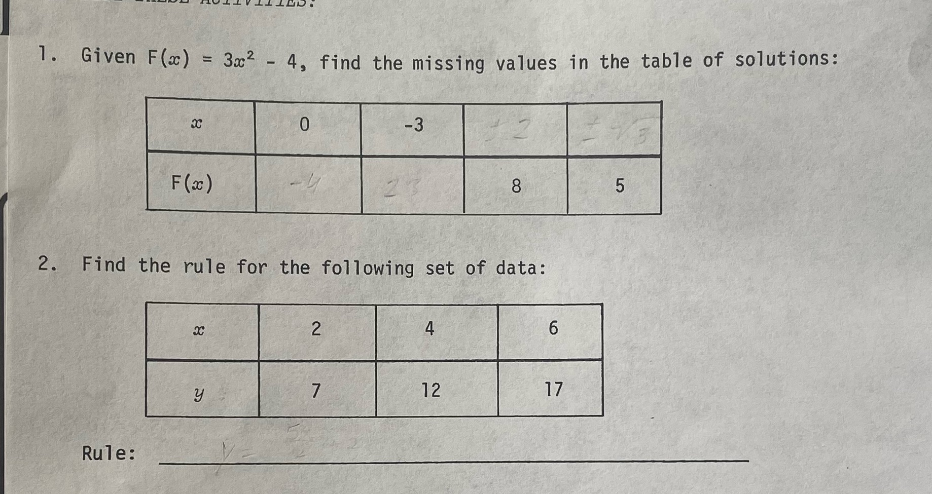  I need help with 1&2 1. Given F(x) = 3x2 -