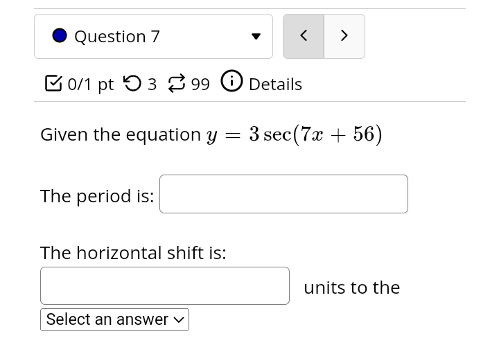units to the Select an answer. Question 6 0/1 pt 5 3