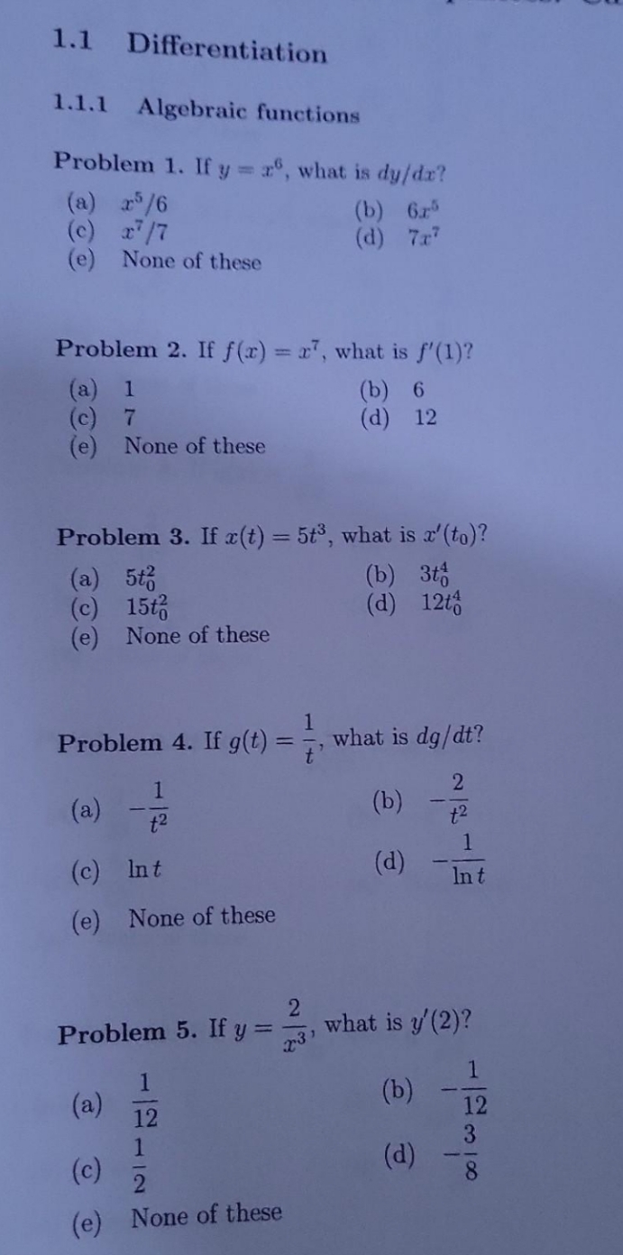 26, what is dy/ da? (a 2-5 /6 (c) 27 7 None