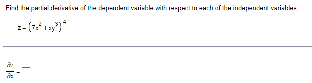  Find the partial derivative of the dependent variable with respect to