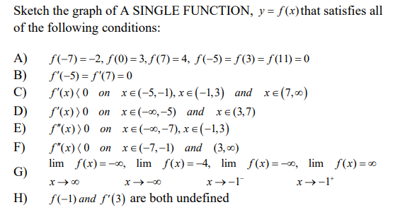 the following conditions: A) B) C) D) E) F) G) H) f(-7)