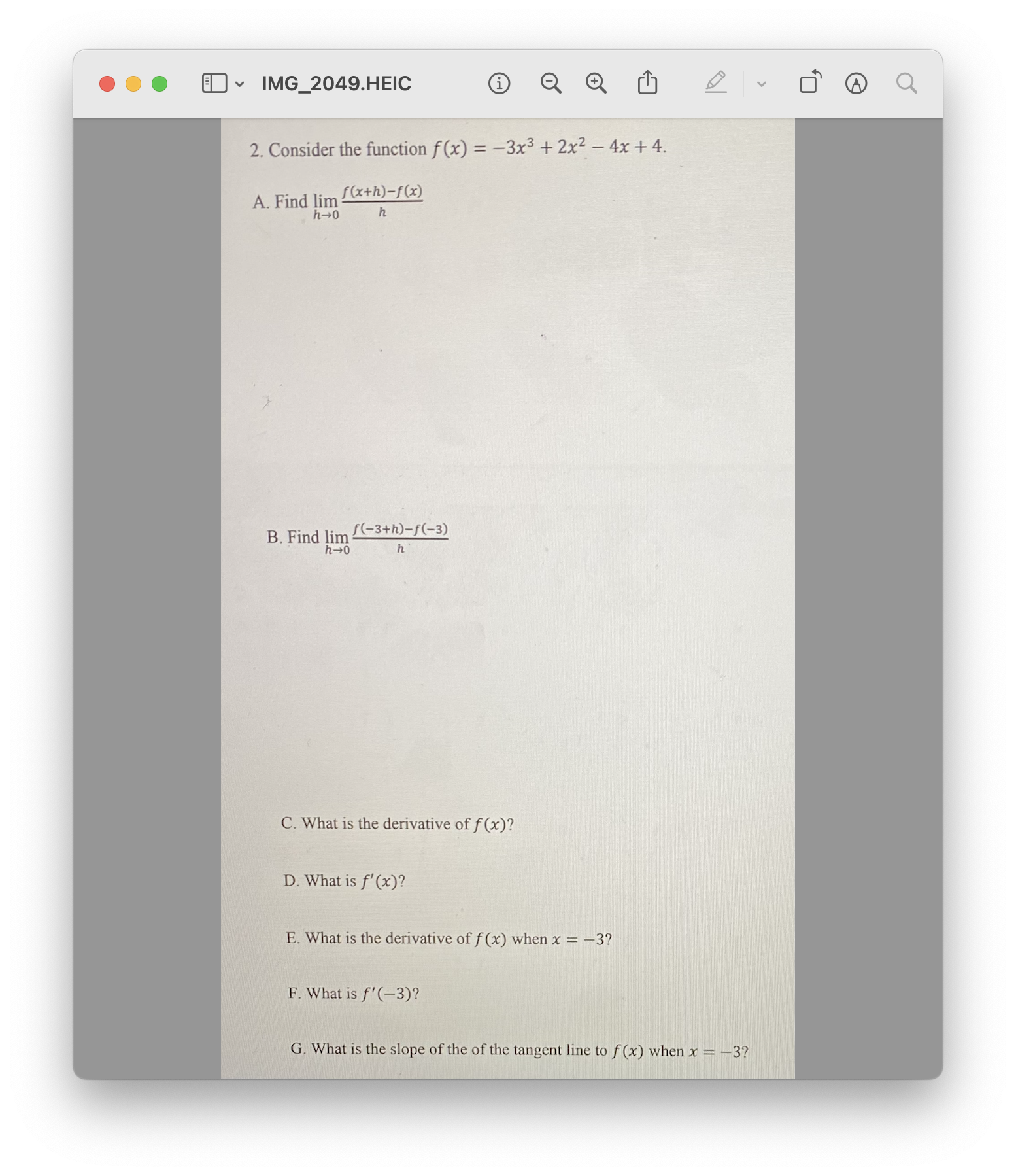  . . . . IMG_2049.HEIC 2. Consider the function f (x)