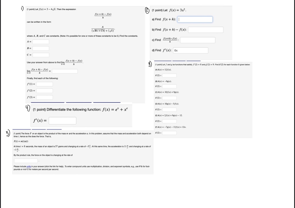  Show how to do each problem 1 (1 point) Let f(x)