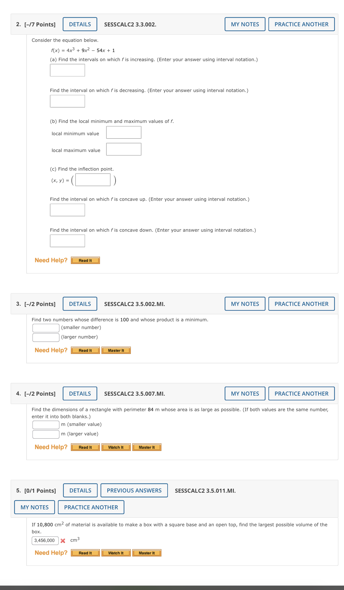 using interval notation.) (b) Find the local minimum and maXimum values of