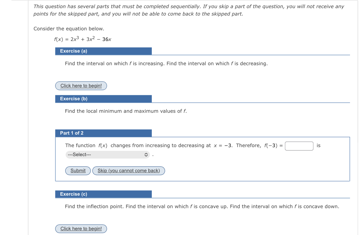 f. local minimum value local maximum value I I (c) Find the