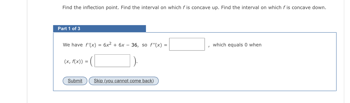 inflection point, (x, y) = ( I ) Find the interval on