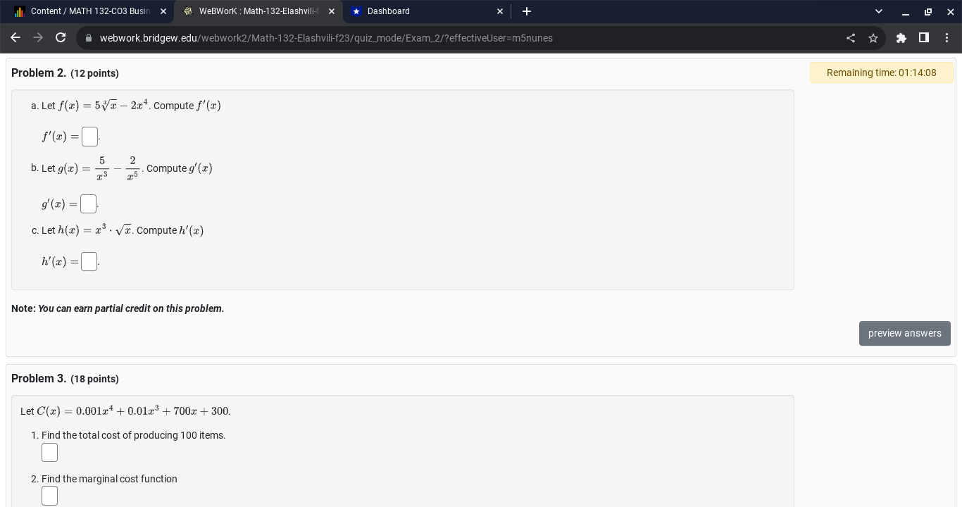  Content / MATH 132-C03 Busin x 4 WeBWork : Math-132-Elashvili-f >