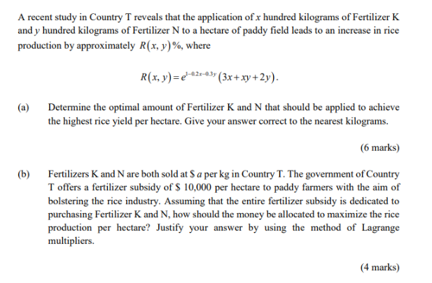 A recent study in Country T reveals that the application Of x