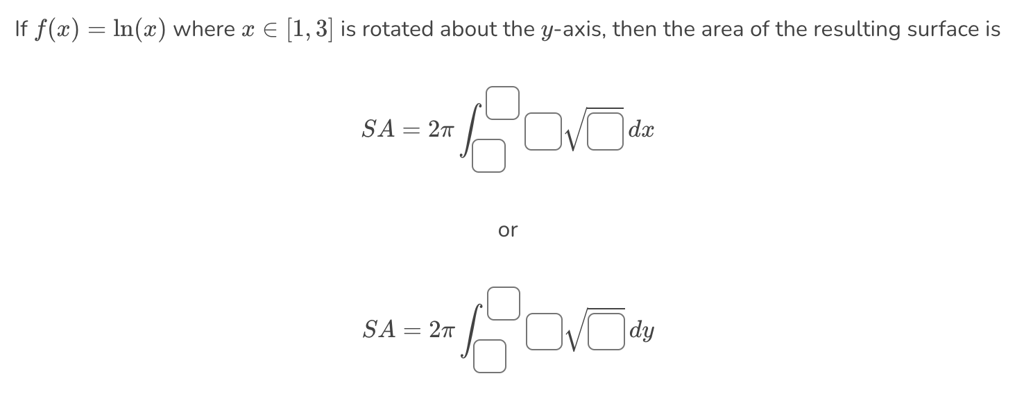 rotated about the x-axis, then the area of the resulting surface is