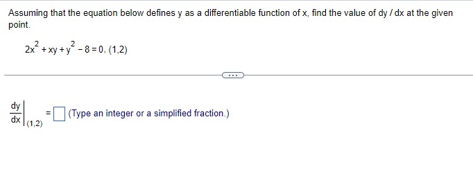 1 Assuming that the equation below defines y as a differentiable