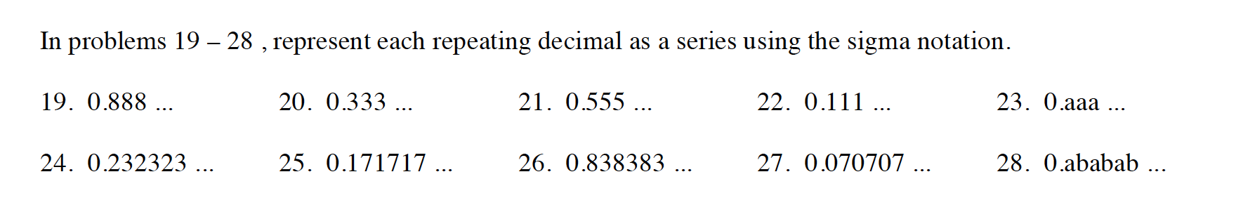 Problem number 20. In problems 19 - 28 , represent each