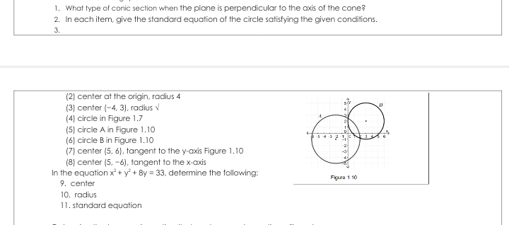 1. What type of conic section when the plane is perpendicular