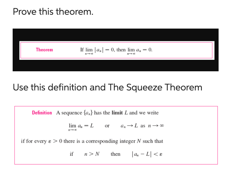  Prove this theorem. Theorem If lim | am | = 0,