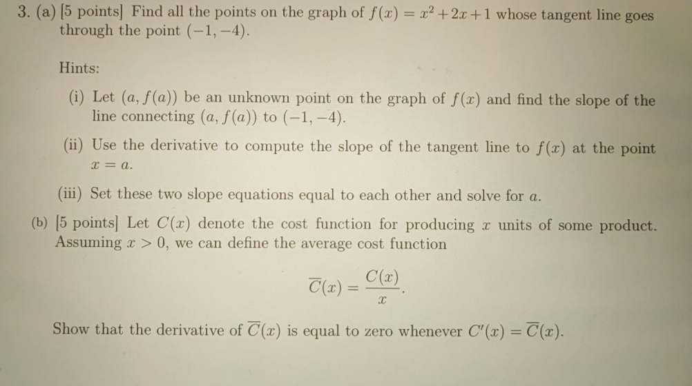 of f(x) = x2 + 2x + 1 whose tangent line goes
