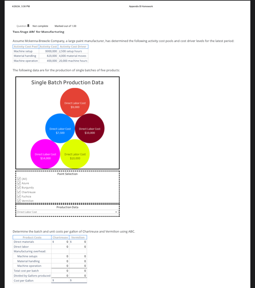 of 1.00 Two-Stage ARC for Manufacturing Assume Mckenna-Brewzle Company, a large paint