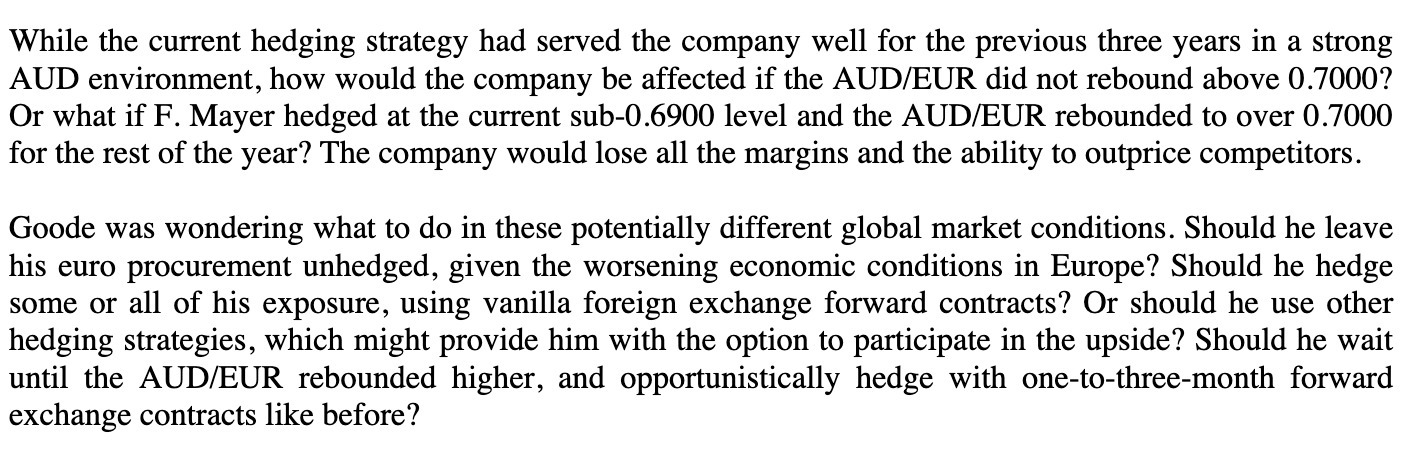 the previous three years in a strong AUD environment, how would the