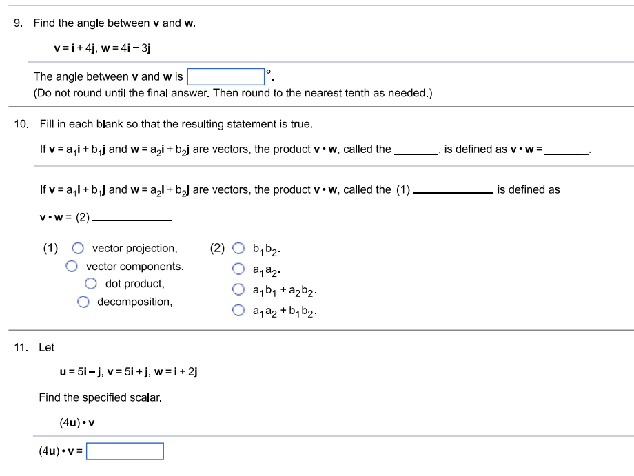 v and w are two nonzero vectors and 0 is the smallest