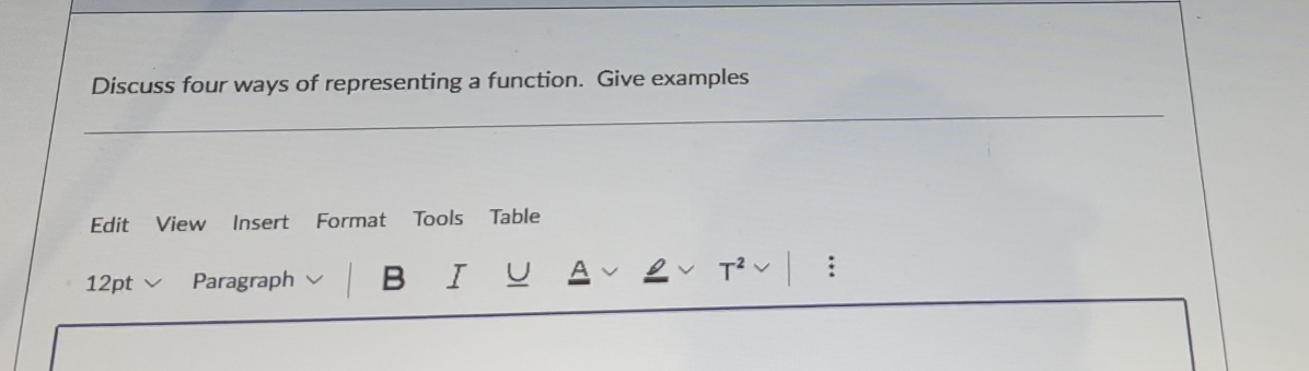Discuss four ways of representing a function. Give examples Edit View