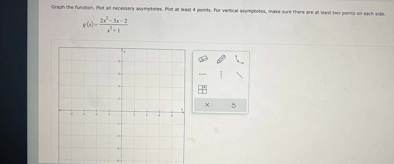  Graph the function. Plot all necessary asymptotes. Plot at least 4