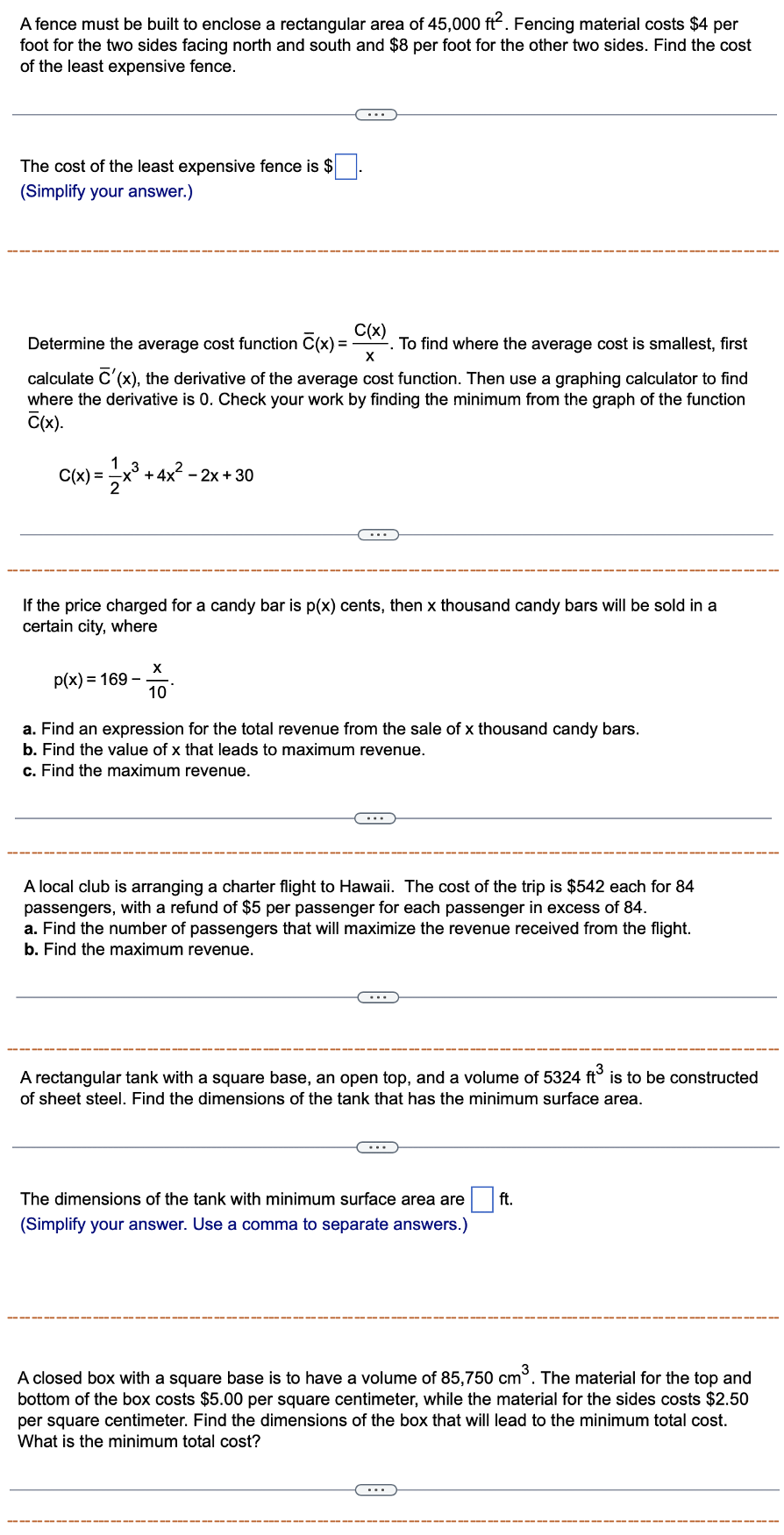 facing north and south and $8 per foot for the other two