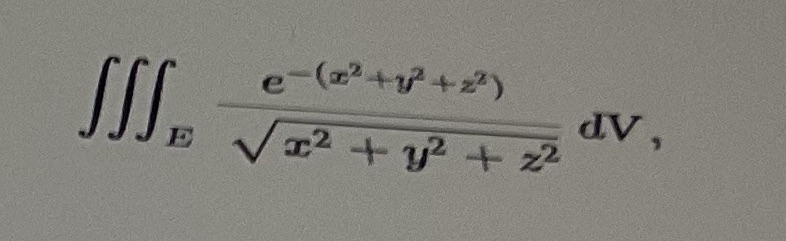 the region bounded by the spheres x^2+y^2+z^2=1 and x^2+y^2+z^2=4. 