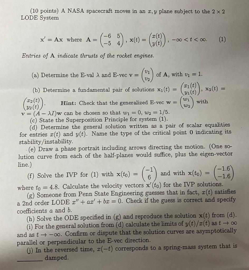 to the 2 x 2 LODE System x' = Ax where A