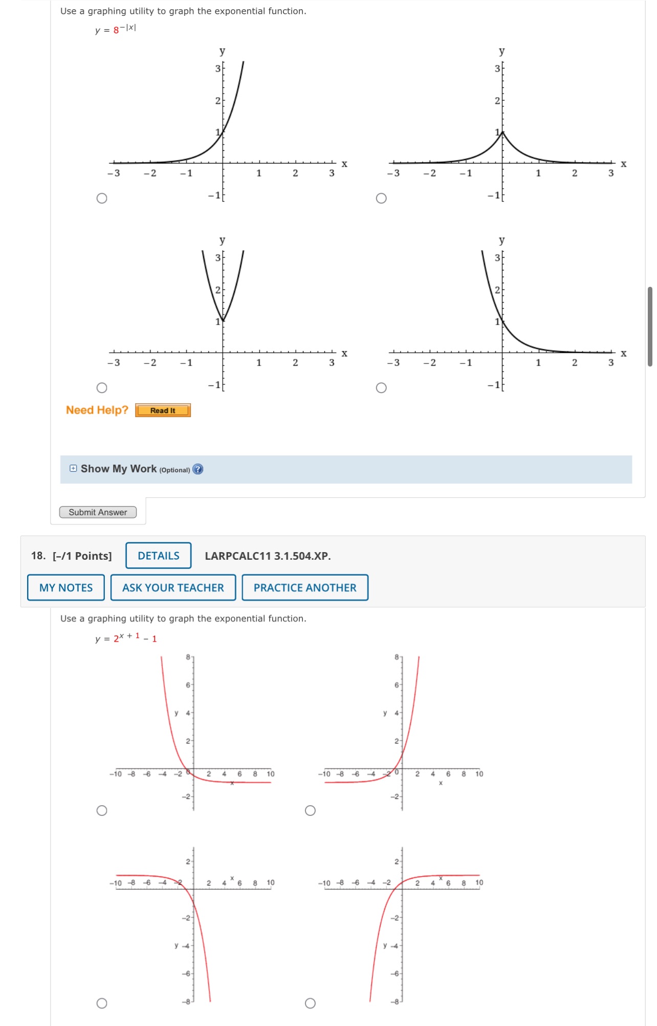  Use a graphing utility to graph the exponential function. y =
