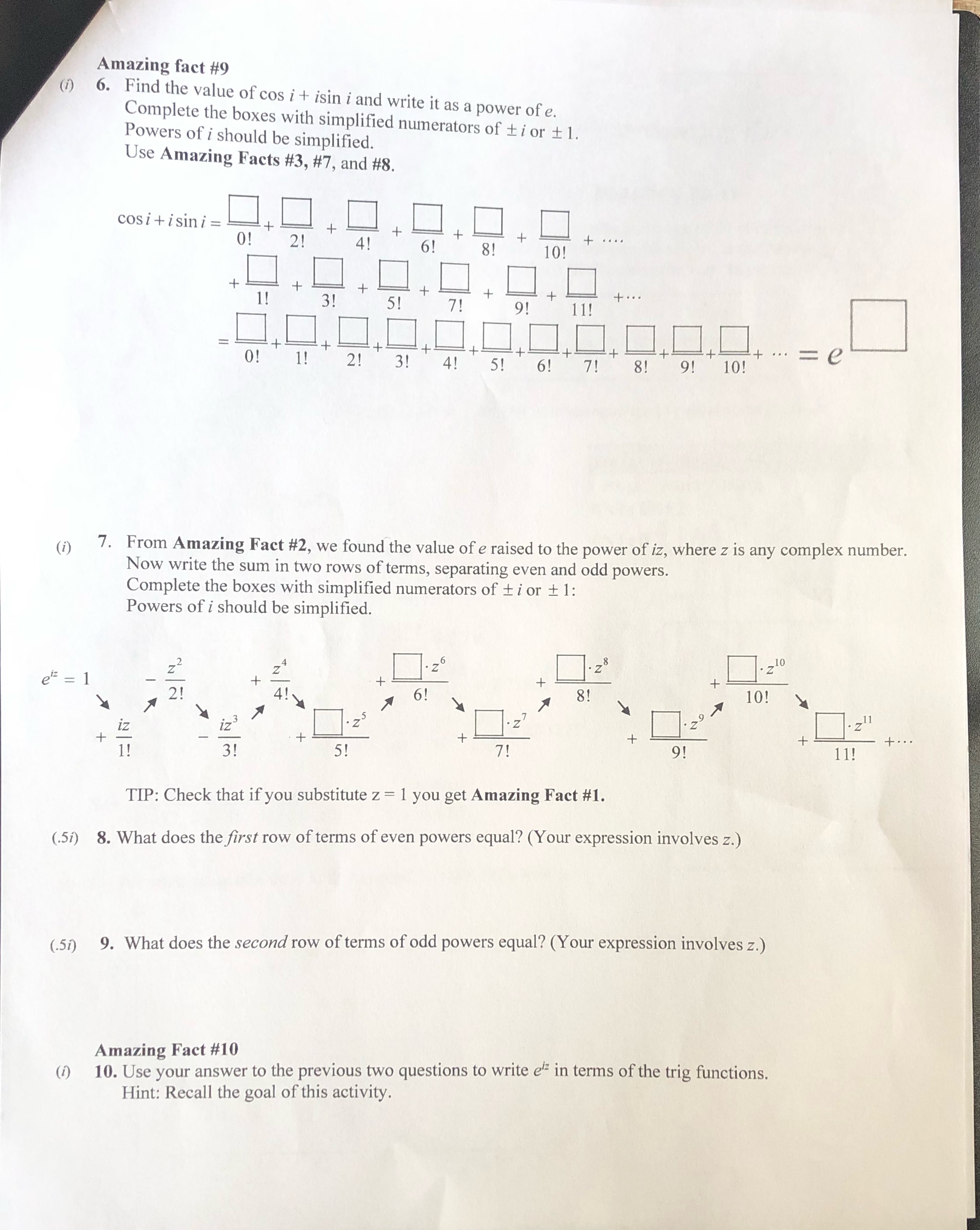 write it as a power of e. Complete the boxes with simplified