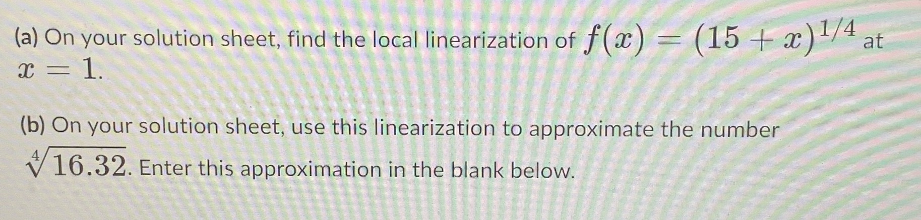 Solution sheet is just a blank paper. (a) On your solution