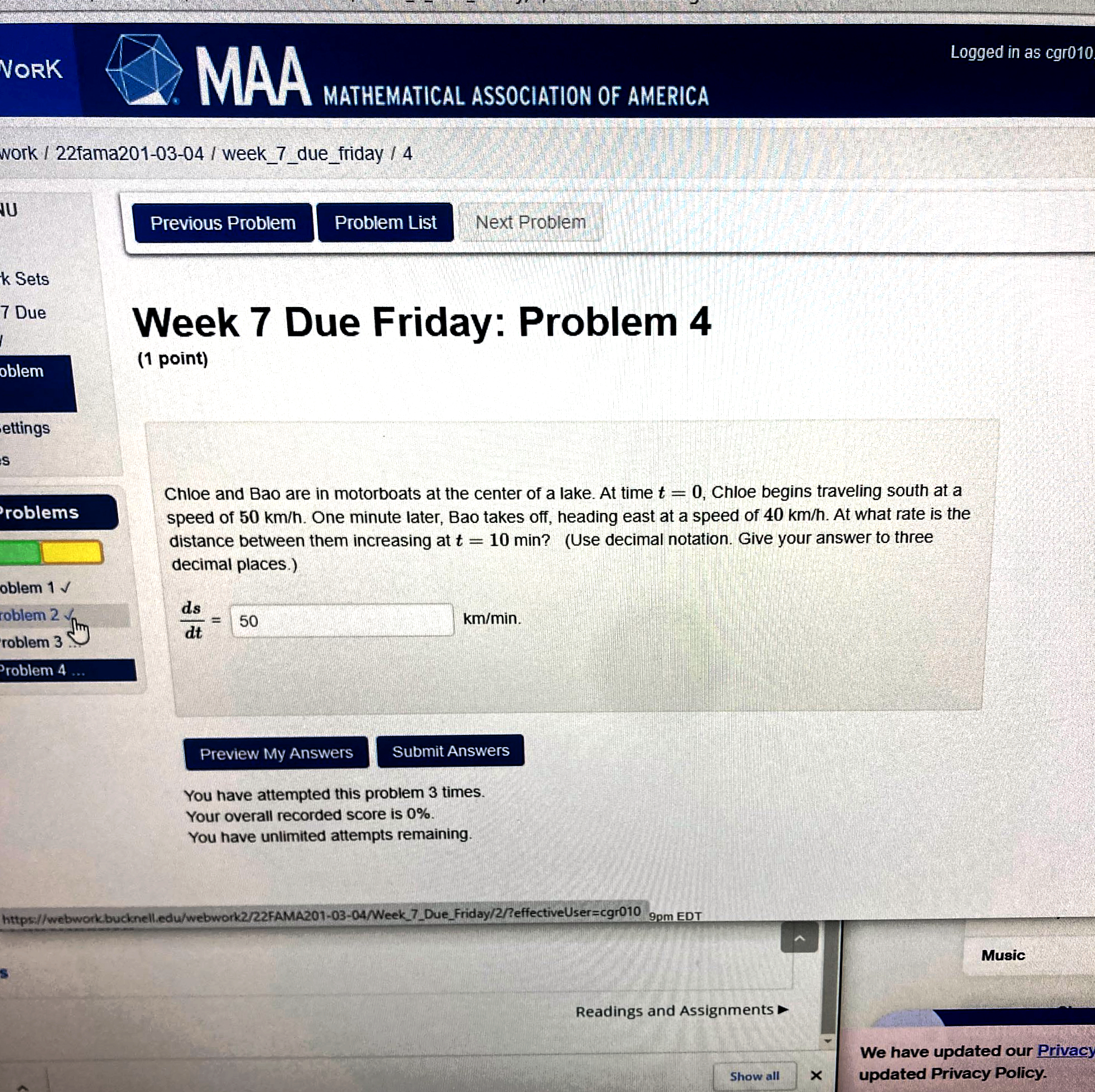 Next Problem k Sets 7 Due Week 7 Due Friday: Problem 4