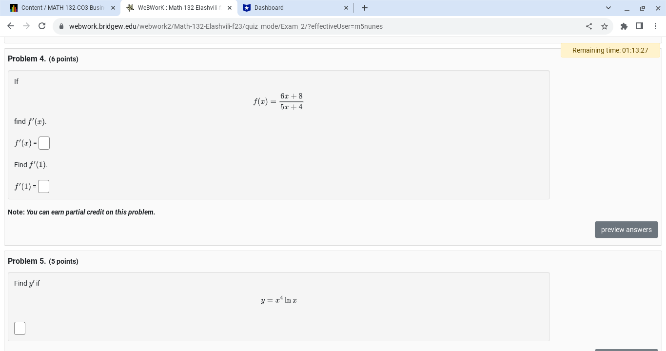  Content / MATH 132-CO3 Busin x WeBWork : Math-132-Elashvili-f x *