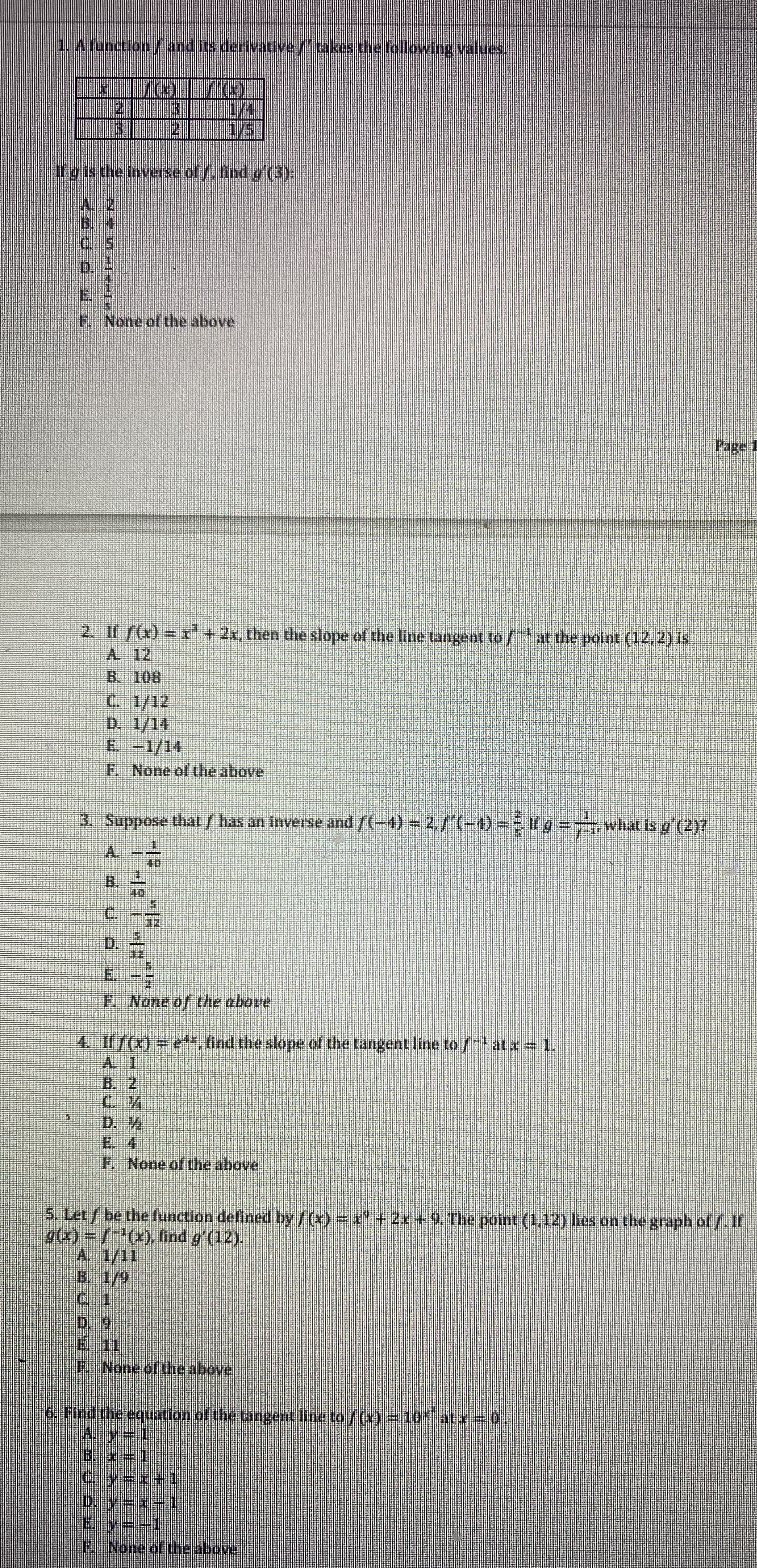 None of the above Page 2. If ((x) = x" + 2x,
