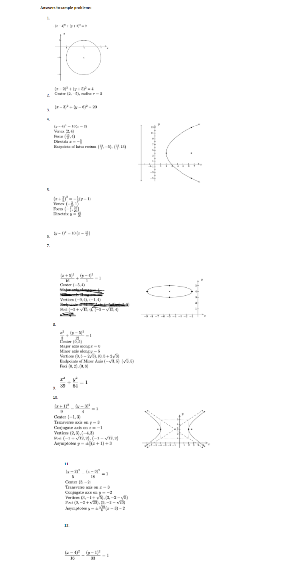 circle Center (4, -2), radius 3 and graph it Complete the square