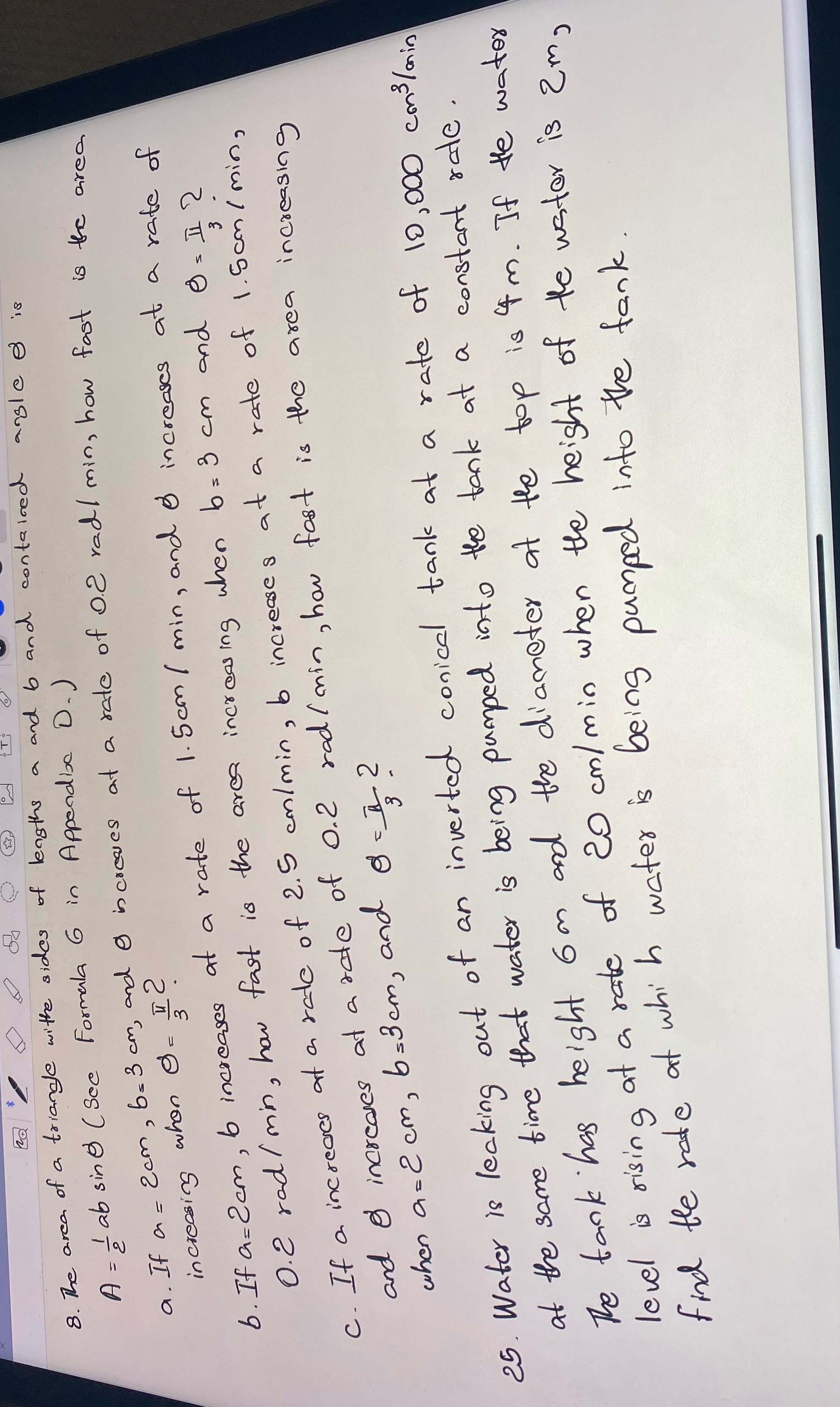 Help me 8. The arca of a triangle withe sides of