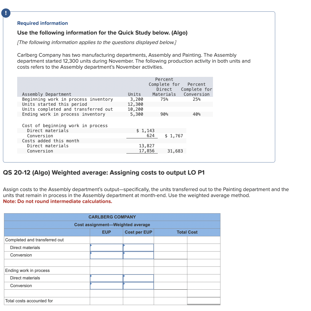 (Algo) [The following information applies to the questions displayed below.] Carlberg Company