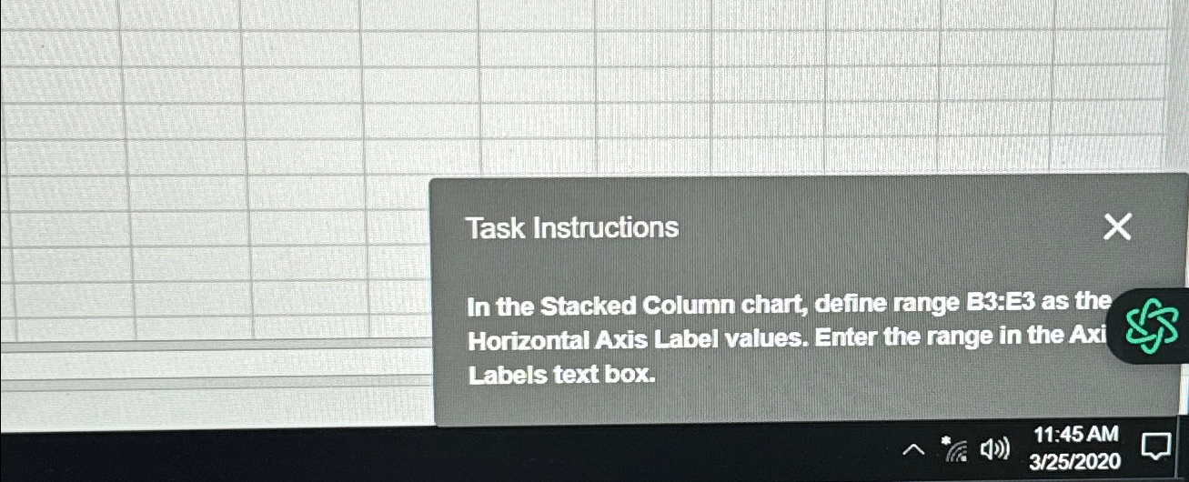 the Horizontal Axis Label values. Enter the range in the Axi Labels