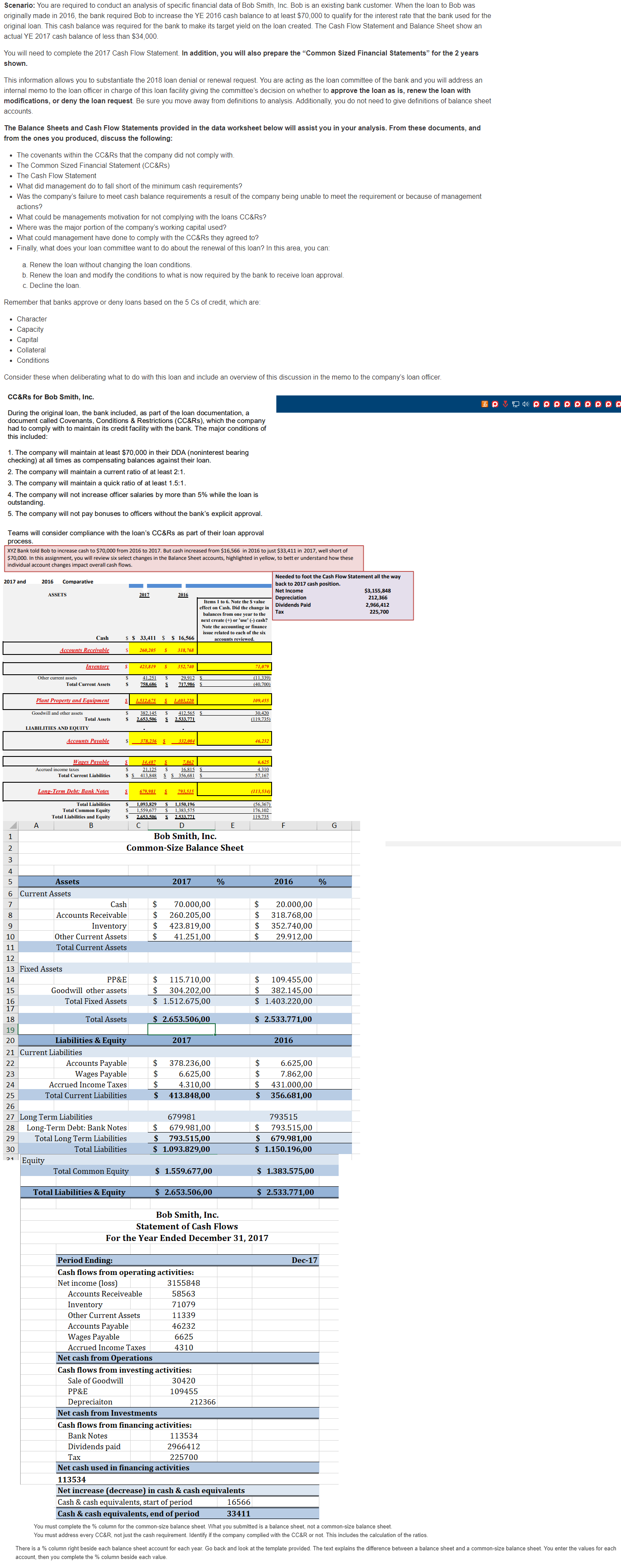  There is a % column right beside each balance sheet account