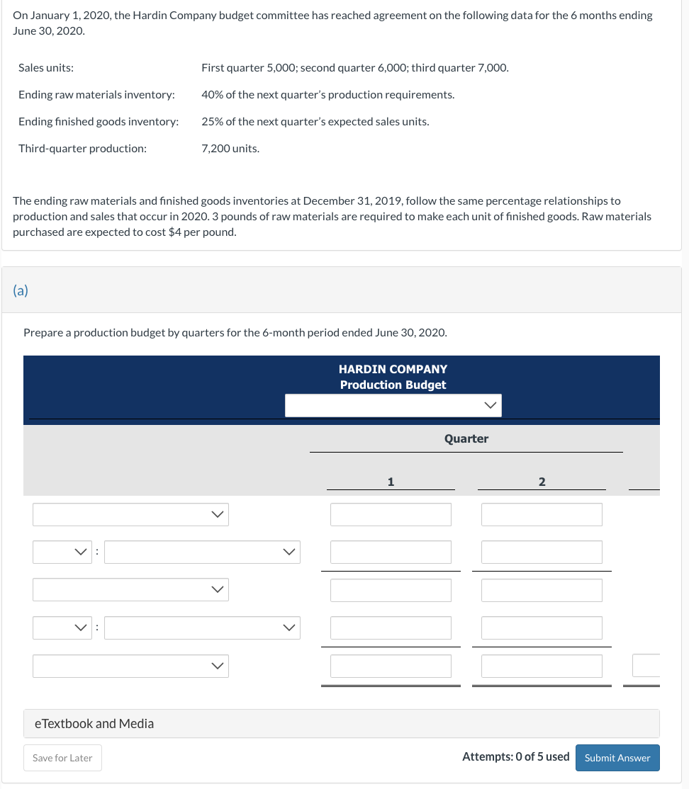 on the following data for the 6 months ending June 30,2020. Sales