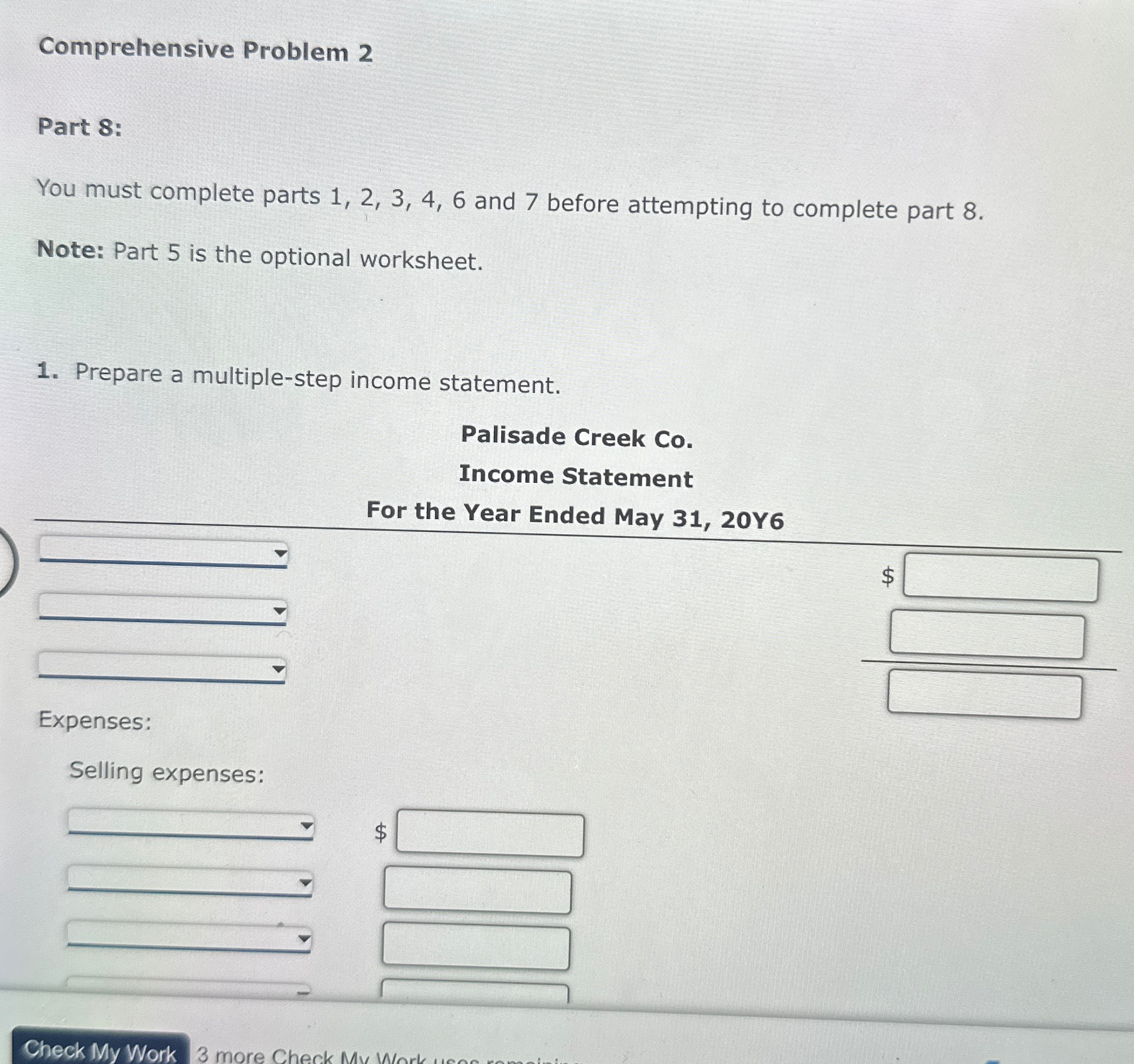  Comprehensive Problem 2 Part 8: You must complete parts 1,2,3,4,6 and