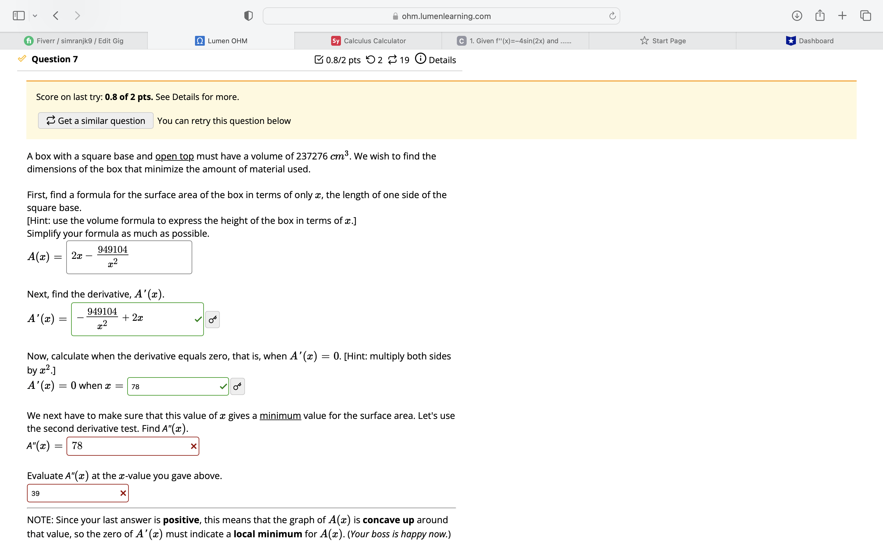 Question 4 0/1 pt 93 2 16 0 Details Given f''(x) =