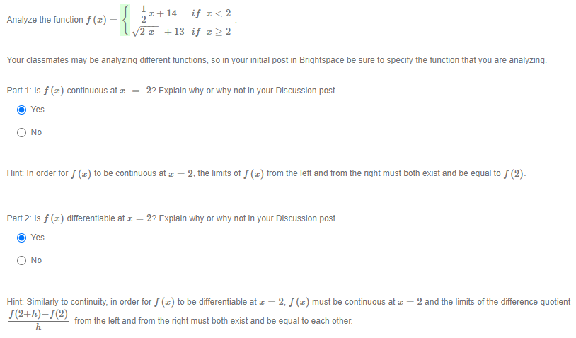 differentiable at the identified point. I+14 if I 2 Your classmates may