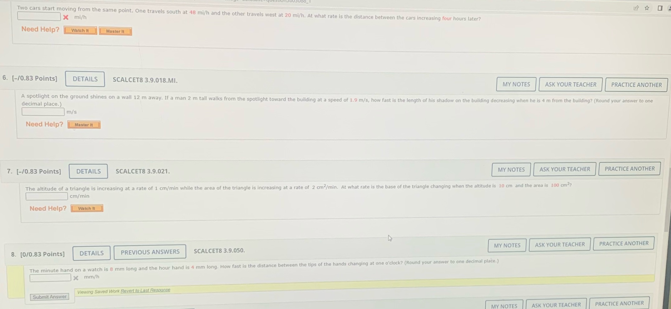 travels south at 48 mi/h and the other travels west at 20
